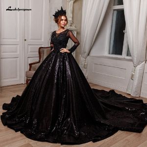 Urban Sexy Dresses Lakshmigown Luxus Dubai Schwarzes Hochzeitskleid Ballkleid Kristall Sprarkly Bridal in der Türkei Afrikanische Frauenkleider 230629