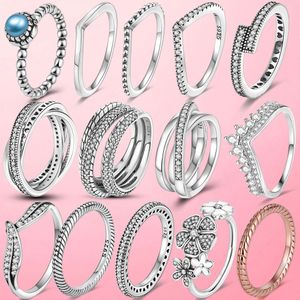 925 Ayar Gümüş Yeni Moda Kadın Yüzüğü İstiflenebilir Sonsuz Kalp Yüzük Bayanlar Orijinal Pandora için Uygun, Kadınlar için Özel Bir Hediye