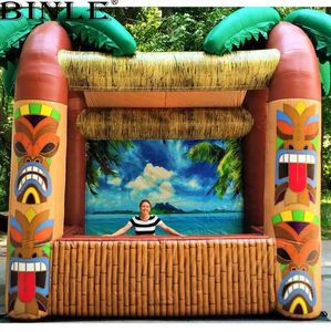 3M 4M Outdoor opened 3m Lx2.5mW inflatable Tiki bar with palm tree portable drinking pub serving bars for summer beach party