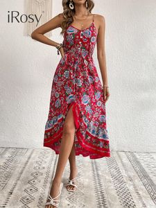Повседневные платья женские элегантные летние сарафаны 2023 с цветочным принтом без рукавов с эластичной резинкой на талии с оборками по подолу пляжное платье для отпуска женская одежда