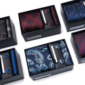 Зажимы для галстука Роскошный качественный мужской галстук Подарочный набор Формальные галстуки и клипсы Запонки для мужчин Костюмы для мужчин Свадебный галстук Gravata Box 230629