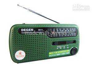 Радио 20 шт./лот Degen De13 Радио FM Am Sw Crank Dynamo Солнечная энергия Аварийное радио 320 мАч Мировой приемник