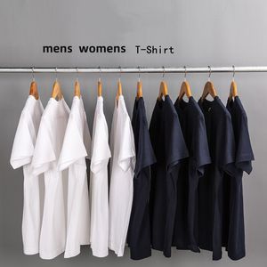 230g ağır pamuklu kısa kollu tişört erkek kadın düz renk beyaz erkek boş gömlek marka üst