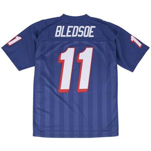 Dikişli Futbol Forması 54 Teddy Bruschi 28 Curtis Martin 11 Drew Bledsoe 1996 Beyaz Mavi Mitchell Ness Retro Rugby Forma Erkek Kadın Gençlik S-6XL