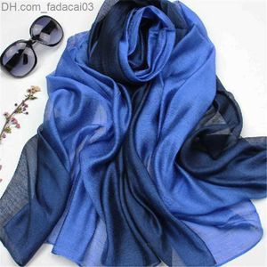 Sarongs Sarongs LaMaxaPa Fashion SummerAutumn Solid Gradient WomenLady Real 100 Silk Scarf Thin Shawls and Wrap Long Female Echarpe 230424 Z230630