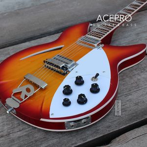 12 Dize Yarı Boş Vücut Elektro Gitar Kiraz Burst Ihlamur Gövdesi Kuyruk Parçası Köprü 360 Guitarra Ücretsiz Kargo