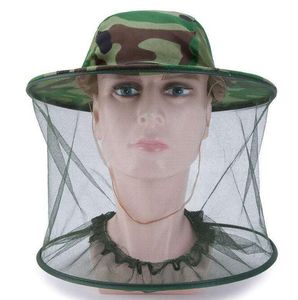 Camo Arıcılık Arıcı Anti-sivrisinek Arı Bug Böcek Sinek Maskesi Kafa Net Örgü Yüz Koruyucu ile Kap Şapka Açık Balıkçılık Avcılık Şapkalar Ekipmanları