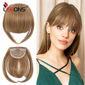 Синтетические парики Синтетическая заколка для волос с натуральной бахромой спереди Аккуратная плоская челка Прямая шиньон для женщин 230629