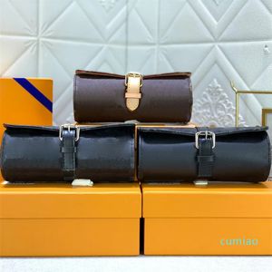 2023-Classic 3 Watch Case Designer Flower Canvas Watchcase Women Pouch Travel Accessory Leather Brown Black Grid Case Roll