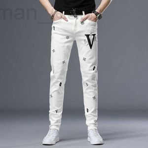 Мужские джинсы дизайнерские белые джинсы мужские модные брендовые штаны с принтом в виде бриллиантов облегающие молодежные повседневные EWXJ