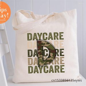 Сумки для покупок Daycare Graphic Hipster Cartoon Print Tote Girls Pacakge Hand Bag