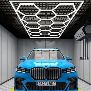 Sechseckige LED-Garagenleuchte, 120 lm/W, 672 W, 6500 K, superhelle Auto-Detaillierung, LED-Ladenleuchte für Lager, Werkstatt, Fitnessstudio, Keller, Autopflege, Waschraum