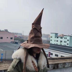 Geniş Memlu Şapkalar Kova Moda Filmleri Cadı Sihirbazı Şapkalı Potters Sıralama Deri Cadılar Bayramı Parti Sahne Dişli Erkekler Cosplay Costume 230928