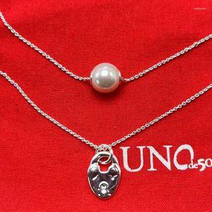 Цепочки 2023 UNOde50, Испания, распродажа, модный тренд, высококачественное жемчужное ожерелье, женское романтическое ювелирное изделие, подарочная сумка