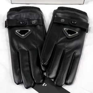 Mens Womens Five Fingers Gloves Designer Brand Letter Printing Thicken Keep Warm Glove Winter Outdoor Sports Pure Cotton Faux Leather Accessories