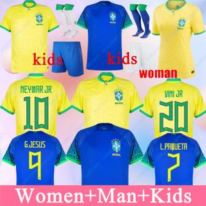 22 2023 BRAZILS soccer jerseys L.PAQUETA NEYMAR VINI JR. 23 P.COUTINHO RICHARLISON football shirt G.JESUS T.SILVA BRUNO G. PELE CASEMIRO men women kids sets jersey