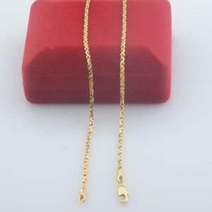 Цепи 2 мм 18 дюймов для женщин и мужчин цвета желтого золота, звено, плетение из веревки, ожерелье, ювелирные изделия (без красной коробки)