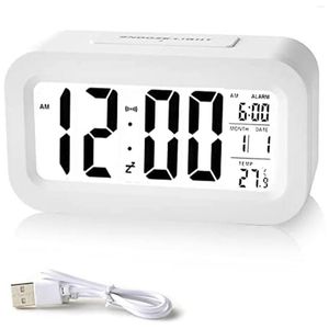Wall Clocks Digital Alarm Clock Rechargeable With Smart Light Sensor Date And Temperature Indicator