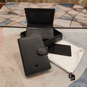 Deri kart tutucu yeni koleksiyon lüks tasarımcı cüzdan katlanır cep cüzdan düğmesi kart kasası para çantası kutu ile geliyor