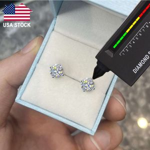 Dropshipping Usa Warehouse 3mm-10mm 18k Gold Plated 925 Sterling Silver Vvs Moissanite Diamond Women Mossanite Stud Earrings Men