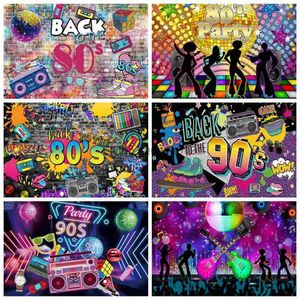 Background Material Back To 80's 90's Photography Backdrop Hip Hop Disco Music Ball Stage Adult Birthday Party Photographic Background Photo Studio YQ231003