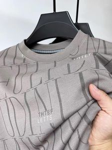 Erkek Tişörtleri Yüksek Son Marka Moda Mektubu Baskılı Kazak Yuvarlak Boyun T-Shirt Bahar Sonbahar Spor Giyim Kore Günlük Stil Külotu