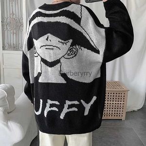 Kadın Sweaters Japon Anime Bir Parçalı Luffy Örme Sweater O boyun boyunlu erkekler Kış Gevşek Uzun Kollu Sweaters Sıcak Sokak Sokak Çarış231004