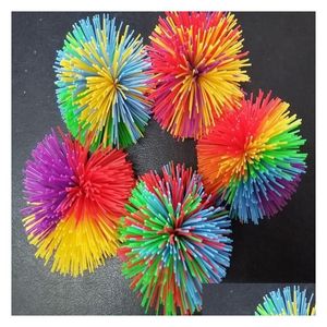 Декомпрессионная игрушка Sile Koosh Ball Сенсорные игрушки-непоседы Эластичные резиновые шарики из теста с помпонами Радуга ДНК Рельеф Поппер Аутизм СДВГ Активный F Dhgzx