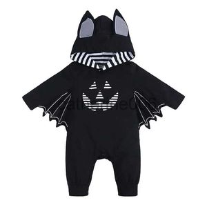 Besondere Anlässe Schwarzes Fledermaus-Kostüm für Babys, Strampler, Overall, Kleinkinder, Mädchen, Jungen, Kapuzenpullover, Halloween, Purim, Kostüm, Cosplay, Gesichtsdruck, Ropa Bebe x1004