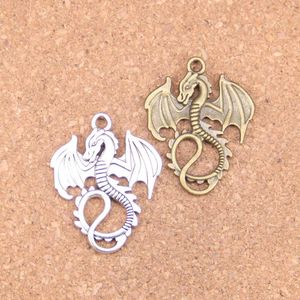 Charms 8pcs Dragon Loong 34x26mm antika koltuklar Vintage Tibet Gümüş Takı DIY Bilezik Kolye için