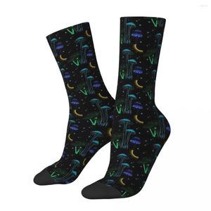Erkek Çoraplar Tüm Mevsimler Mürettebat Çorapları Neon Mantarlar Karanlık Gece Harajuku Çılgın Hip Hop Erkekler için Uzun Kadınlar Noel Hediyesi