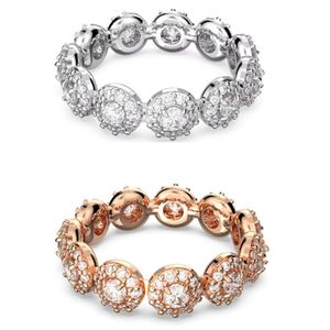 Кольца Swarovski Дизайнерские Роскошные Модные Женские Свежие Блестящие Круглые Кольца С Бриллиантами С Кристаллами Сваровски Полный Бриллиант Римское Кольцо Для Женщин