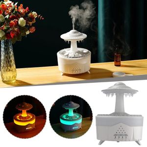 Dekoratif nesneler figürinler ufo yağmur damlası nemlendiricisi 7 renk LED ışık yağma su damlası mini aroma difüzör aromaterapi nemlendirici tütsü makinesi 230928