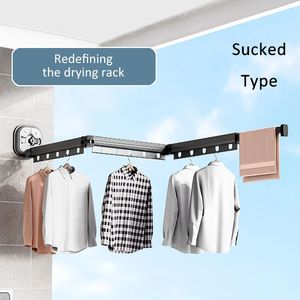 Towel Racks 1pc No punching drying rack suction cup drying rack Aluminum Alloy Folding Drying Rack clothes dryer Invisible Hanging 230926