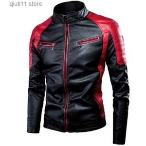 Jaquetas masculinas Primavera Outono Homens De Couro Splice Jaqueta De Motocicleta Casaco Designer De Luxo À Prova De Vento Casaco Coreano Moda Homens Sobretudo T231005