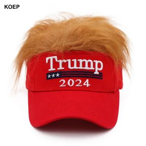 Ball Caps Donald Trump 2024 Cap ABD Beyzbol Caps Wig Başkan Şapkası 3d Nakış Toptan Damla Şapkaları 230928
