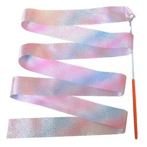 Body Mechanics Clothing 2M 4M Art Gymnastics Ballet Dance Ribbon with Twirling Stick Kid Flashing Glitter Sport Performance Strip Stage Show Prop 231005