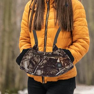 Luvas esportivas recarregável aquecida mão muff aquecimento bolsa mais quente 3 modos de calor saco com cinto para caça acampamento 231005
