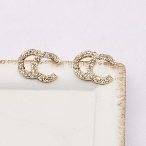 12 Estilo Simples 18K Banhado A Ouro 925 Prata Marca De Luxo Designers Letras Stud Geométrico Famoso Mulheres Redondo Cristal Strass Pérola Brinco Festa De Casamento Jewerlry