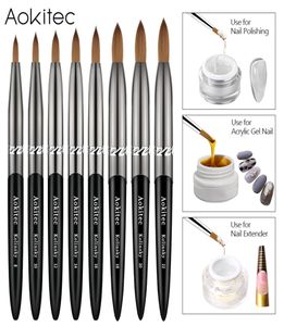 Aokitec Kolinsky Acrylic Nail Brush 1Pcs Black UV Gel Polish Nails Art Extension Builder Pen Drawing Brushes for Manicure Tool3821724