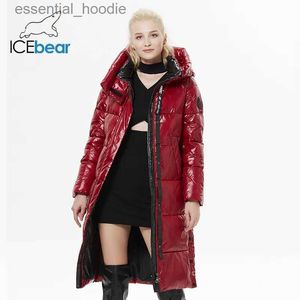 Women's Down Parkas ICEbear 2023 Winter Fashionable Jacket Women's Hooded Warm Parkas Bio Fluff Parka Hight Quality Fe Quilted Coat GWD20155D L231005