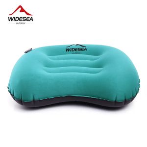 Sleeping Bags Widesea Portable Inflatable Pillow Camping Equipment Compressible Folding Air Cushion Outdoor Protective Tourism Gear 231005