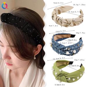 Boutique Rhinestone Fashion Hair Hoop Hair Bands for Women Girls Flower Pearl Headbands Designer Wide Hairband Hair Accessories Headwear 2774