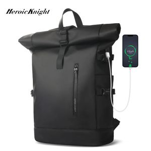School Bags Heroic Knight Men's Backpack Waterproof Rollup Women Travel Expandable USB Charging Large Capacity Laptop Bag Mochilas 231005