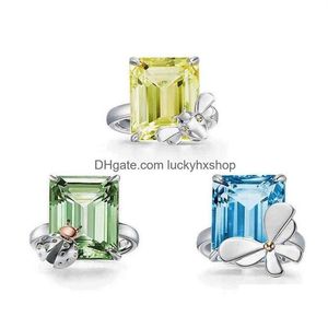 Tiffy Home Ring 925 satan bant yüzükleri Topaz Arı ile Kakalan Sier Love Bugs Blue Butterfly228A9073978 Damla Teslimat Jewelr DHM9X300U