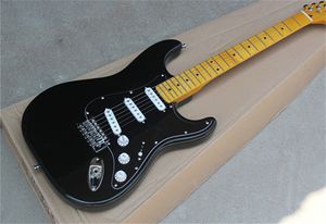 Özel Mağaza David Gilmour Black Ele Gitar 3 Kat Pickguard Akçaağaç Boyun Klavye Tremolo Köprüsü Whammy Bar Standart Tuner