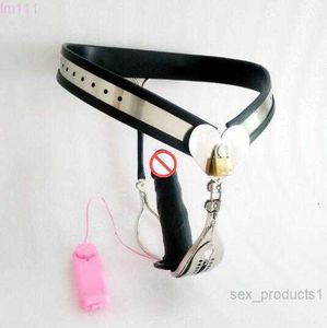 Mais novo cinto de castidade feminino ajustável aço inoxidável dispositivo de castidade feminina com vibrador vibratório calças de castidade para womenfhap