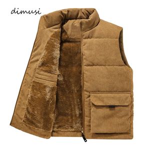Men's Vests DIMUSI Winter Men's Sleeveless Jackets Male Corduroy Fleece Warm Vest Coats Men Stand Collar Thicken Warm Waistcoats Clothing 231005