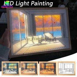 Table Lamps INS LED Decorative Light Painting Bedside Picture Japan Anime Style Creative Modern Simulate Sunshine Drawing Night Light Gift YQ231009