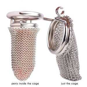 Metal Hollow Mesh Chastity Cage for Male, Ventilated Cock Lock for BDSM Play, Adult Sex Toys